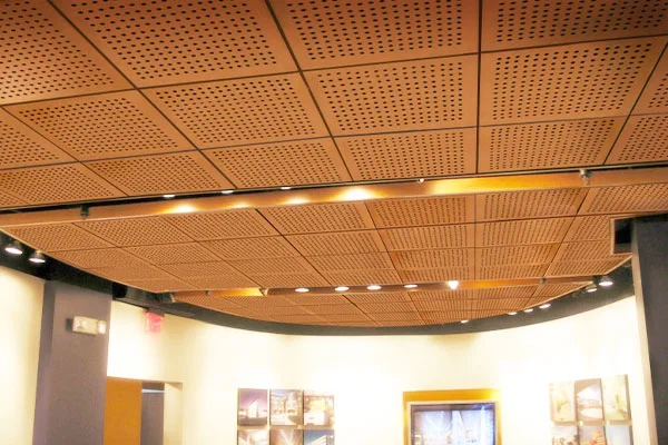 akustik ahşap delikli asma tavan panelleri